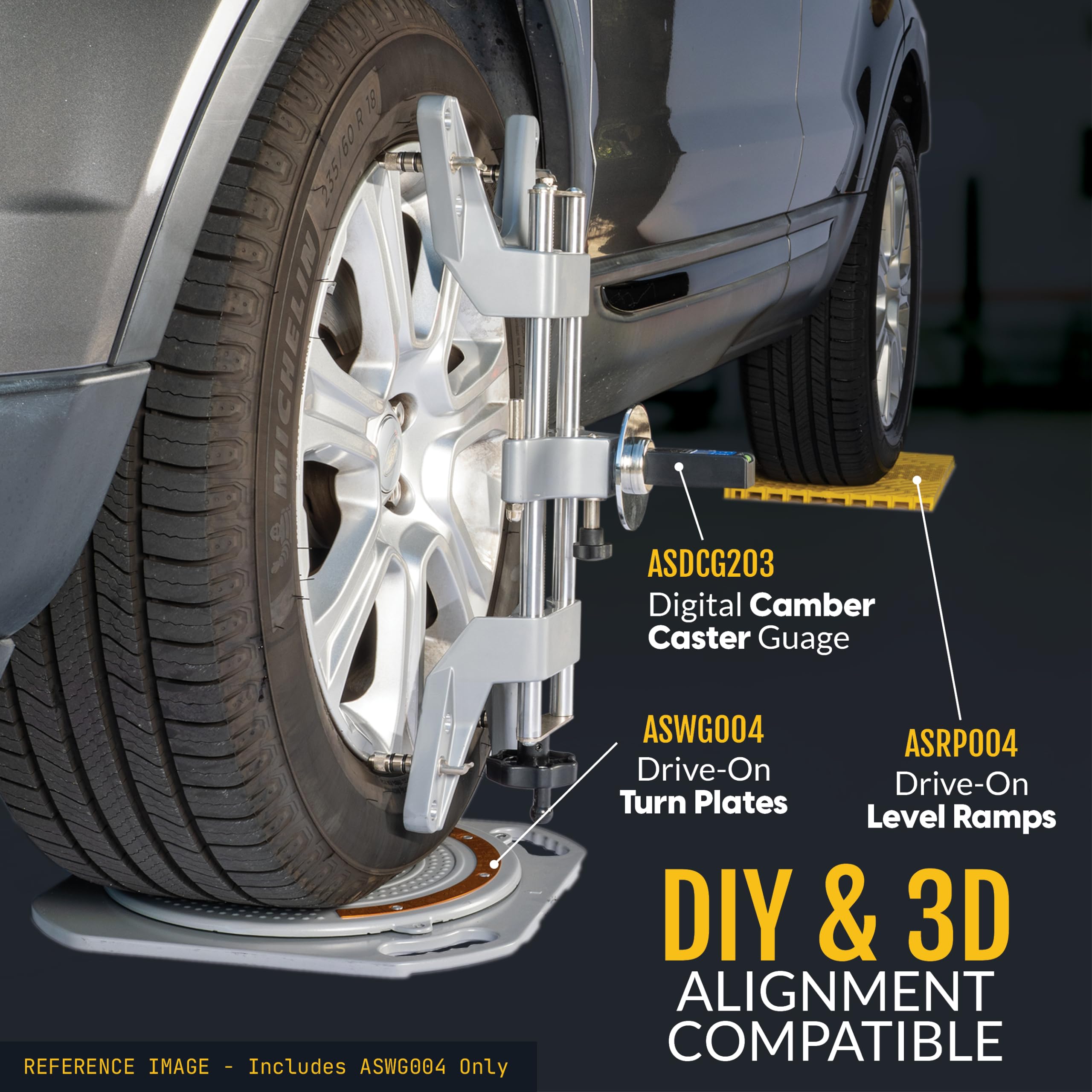 Drehteller für die Achsvermessung - 4 Tonnen Tragkraft, niedrige Ausrichtplatten für die DIY-Heimwerkstatt, mit Messingskala und Zubehör (EIN Paar)