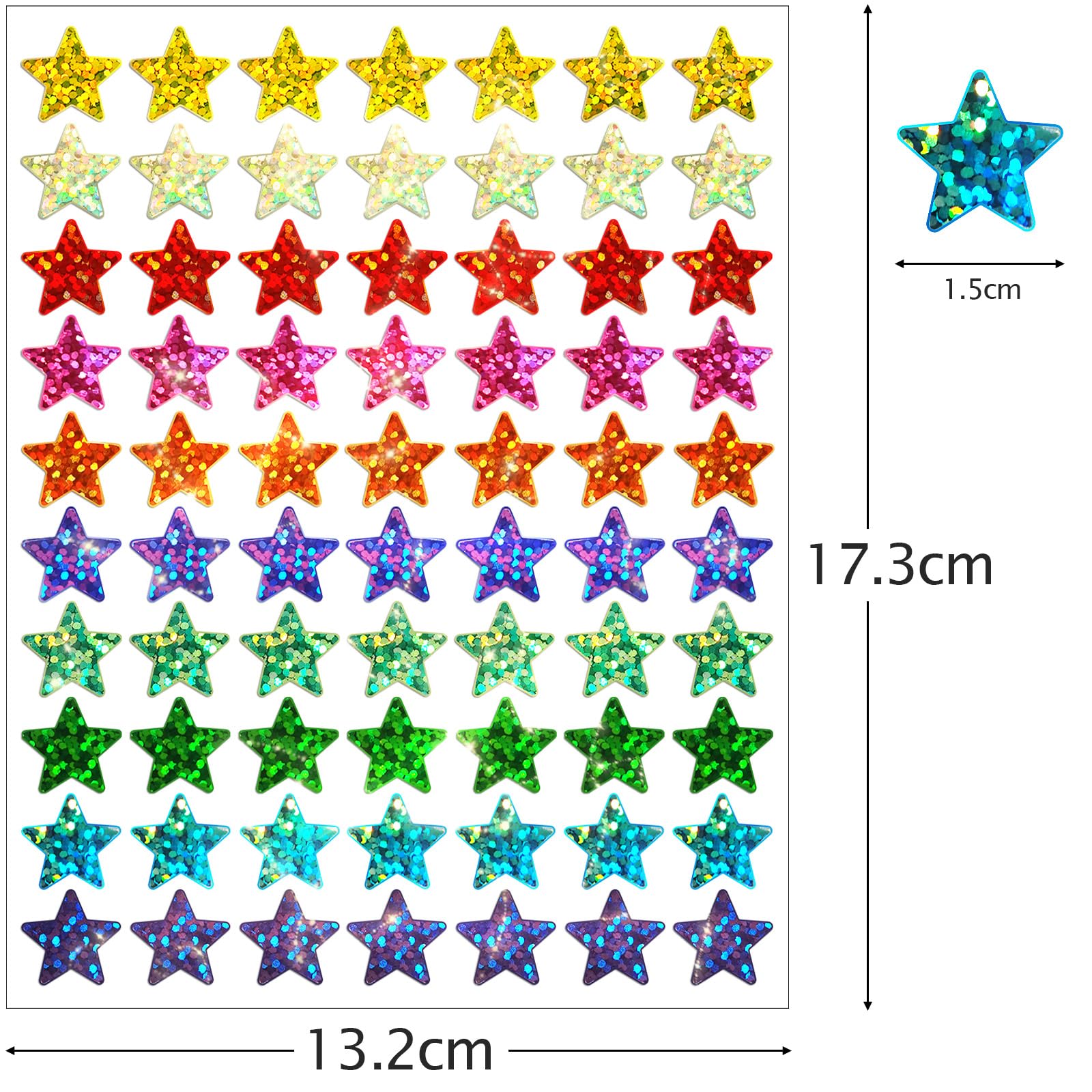 900 Pièces/15 Feuilles Gommettes Étoiles Autocollantes