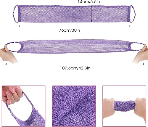 Miniatura 2 de Prasacco 2 piezas de red exfoliante africana, esponja de red africana, exfoliante de espalda para ducha, África, redes largas, esponjas de ducha,