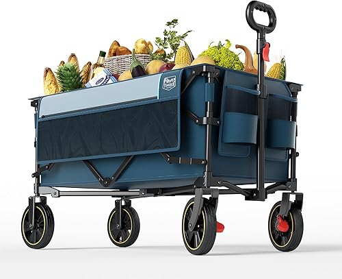 Miniatura 10 de TIMBER RIDGE Carro plegable plegable con portón trasero, 300 libras de servicio pesado plegable con mango ajustable, carrito portátil de capacidad