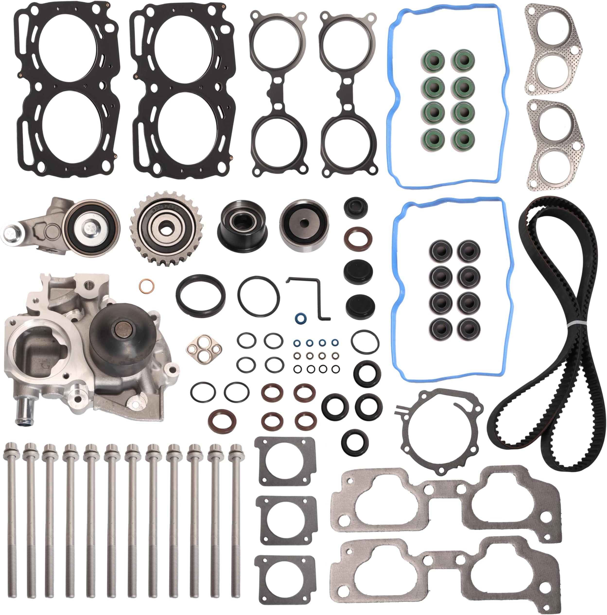 Engine Timing Belt Kit with Water Pump & Head Gasket set with Head Bolt, Fit For Subaru Forester/Impreza/withester/Legacy/Outback 2.5L 06-11,OE HS26415PT-1 ES72212 TCKWP304A TKF006 TKF-006 TB304LK4