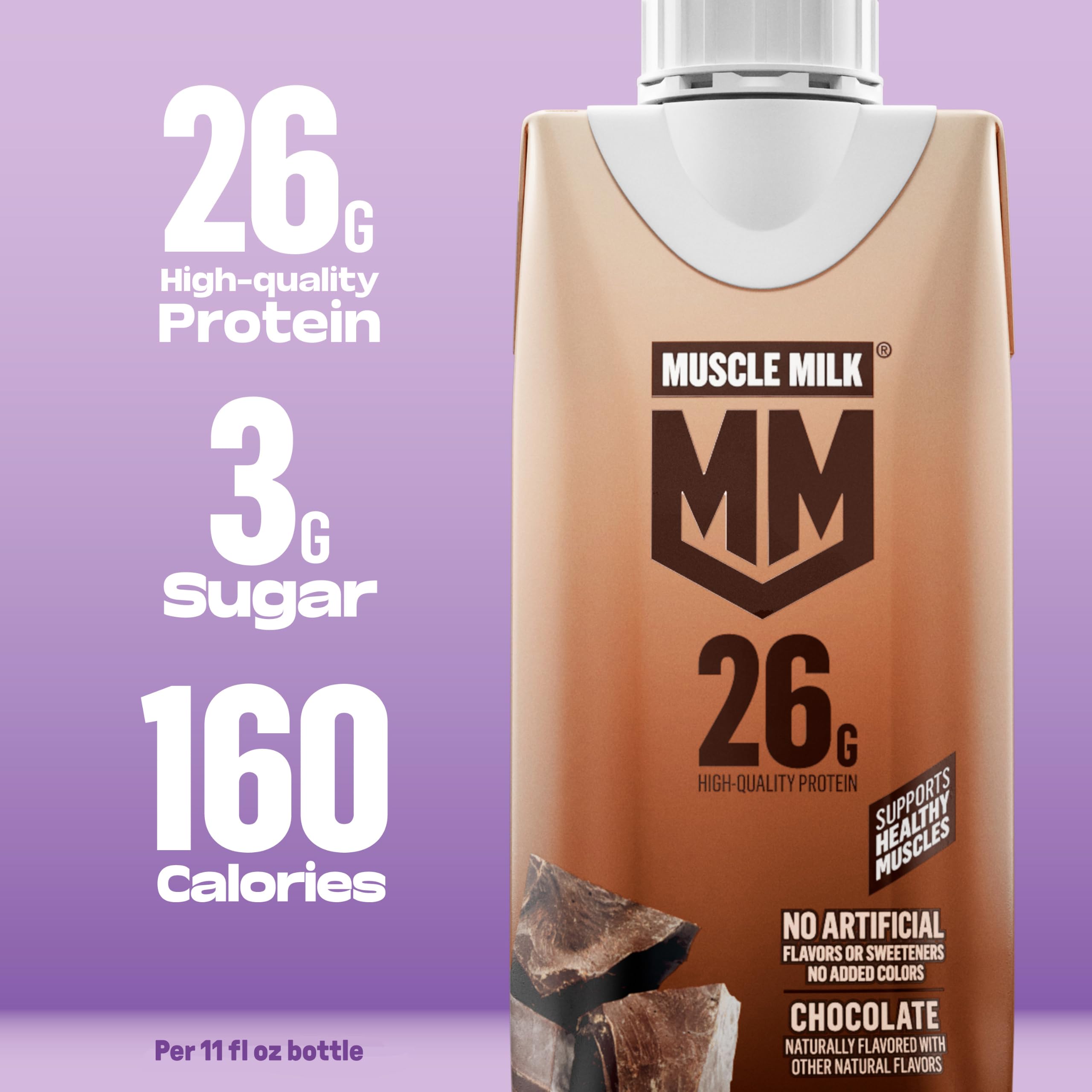 Muscle Milk High Protein Shake, Chocolate, 11 fl oz Cartons (12 Pack) — Amazon image 4