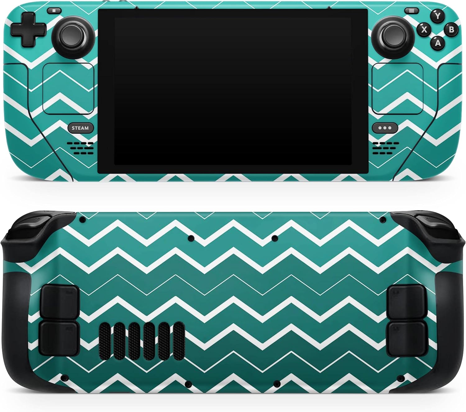 Compatible with Steam Deck - Skin Decal Protective Scratch-Resistant Removable Vinyl Wrap Cover - Teal Gradient Layered Chevron