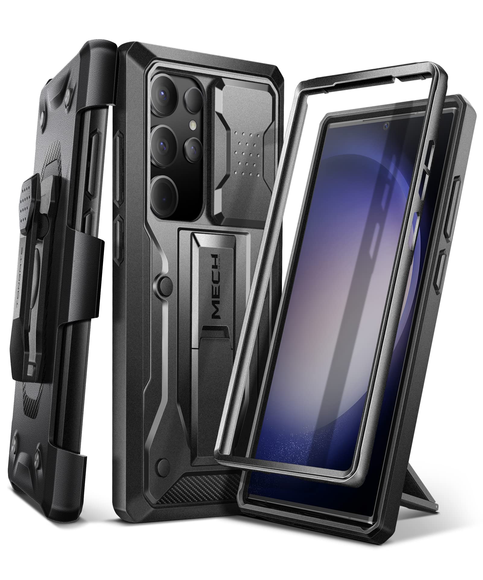 Tongate Compatible with Samsung Galaxy S23 Ultra Case with Sliding Camera Cover, [with Front Frame] Dual Layer Military Grade Protection Belt-Clip & Kickstand Phone Case for Galaxy S23 Ultra, Black