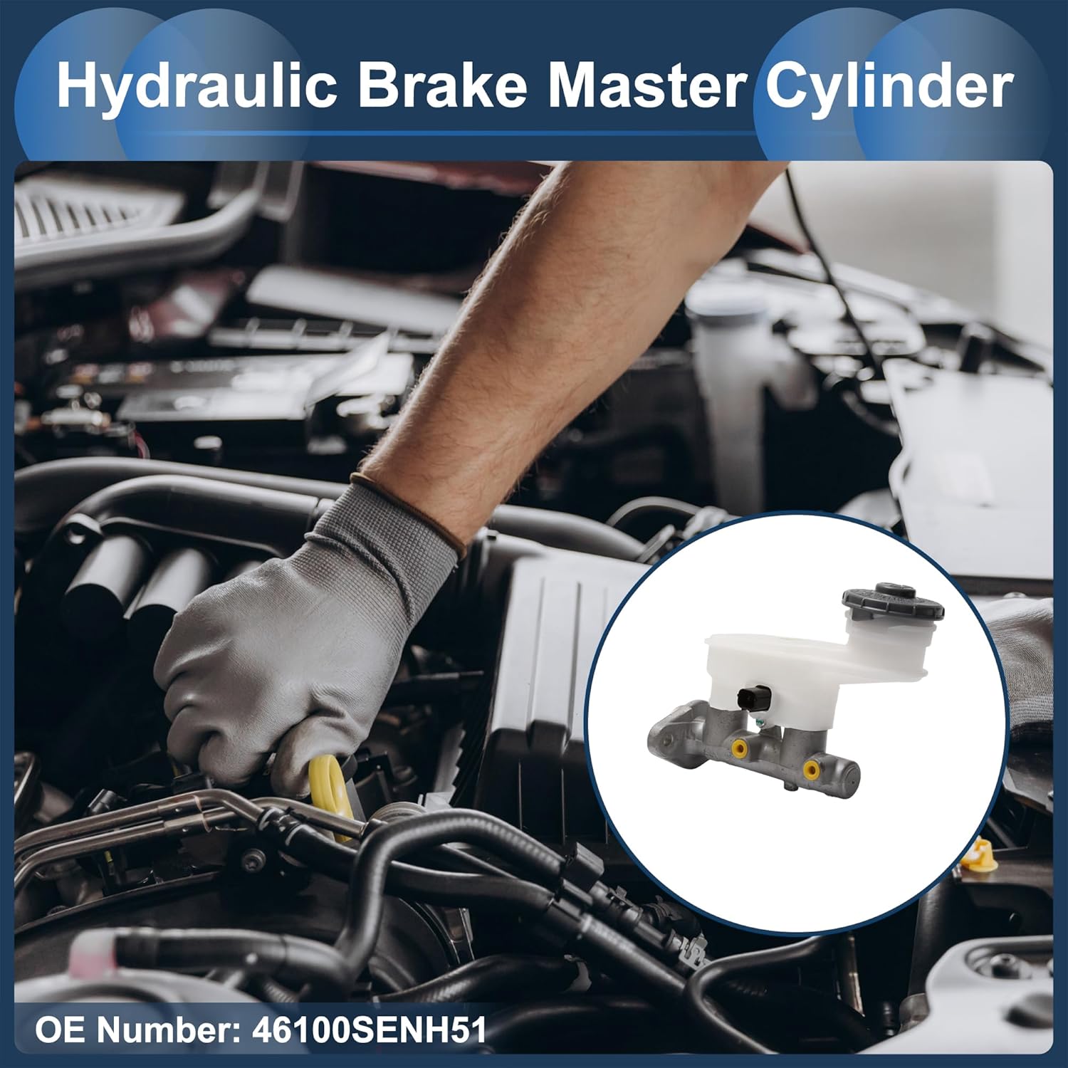 Brake Master Cylinder with Reservoir No.46100SENH51 for Honda Fit 2005-2008(GD1/3/6/8) Hydraulic Master Cylinder Silver Tone Aluminum Alloy 1 Pcs
