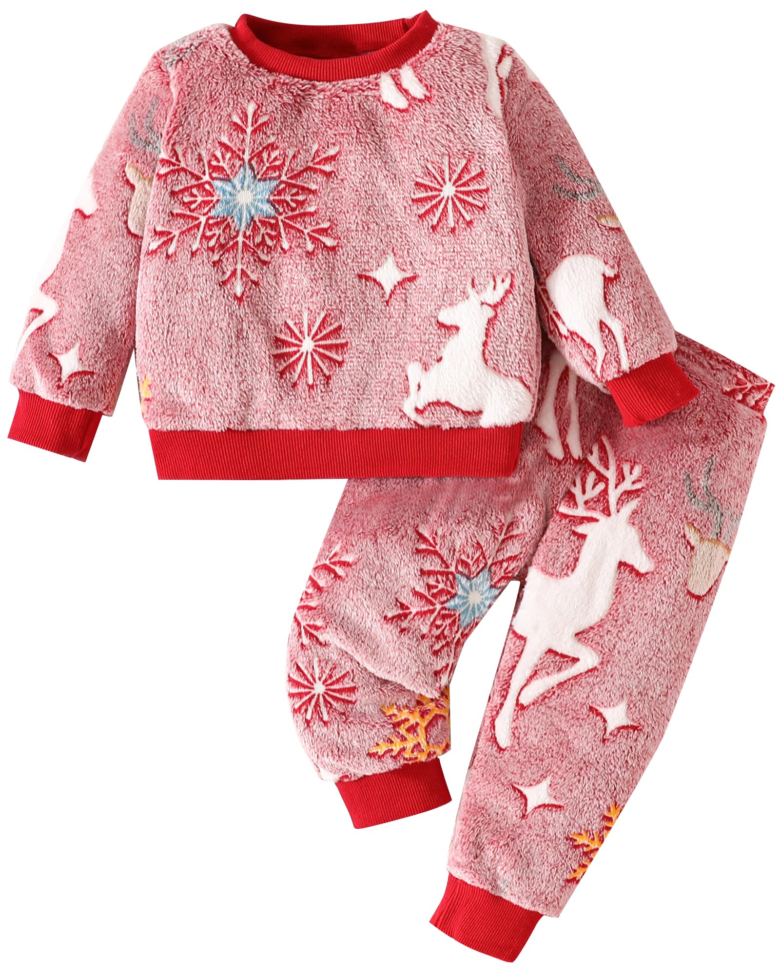 Jecson Toddler Girl Clothes Baby Girl Fleece Hoodie Outfits Thick Thermal Winter Leggings 2Pcs Clothing Sets 6M-4T