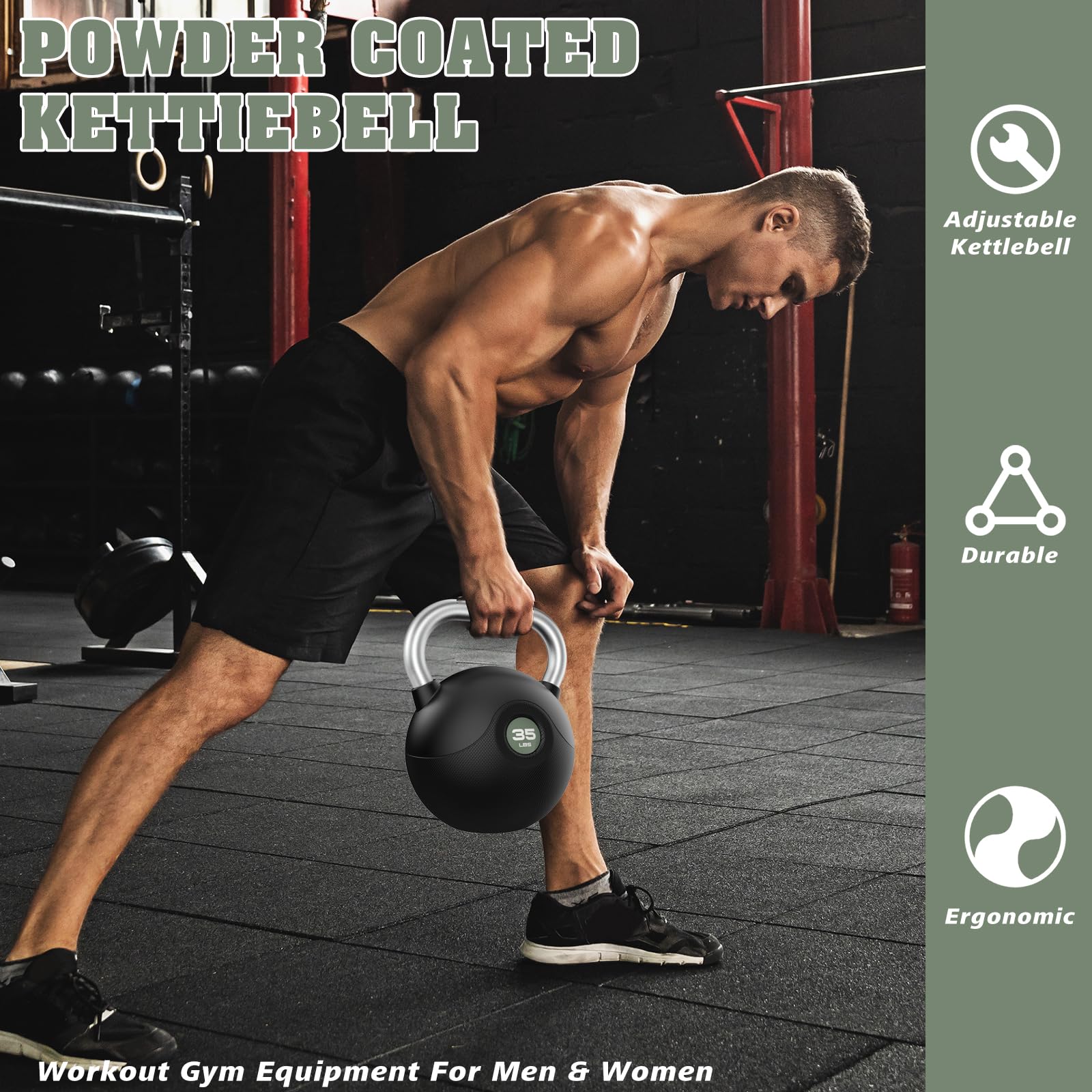 WINNOW kettlebells Set di pesi per l'allenamento della forza con impugnatura antiscivolo per l'allenamento di tutto il corpo, palestra domestica