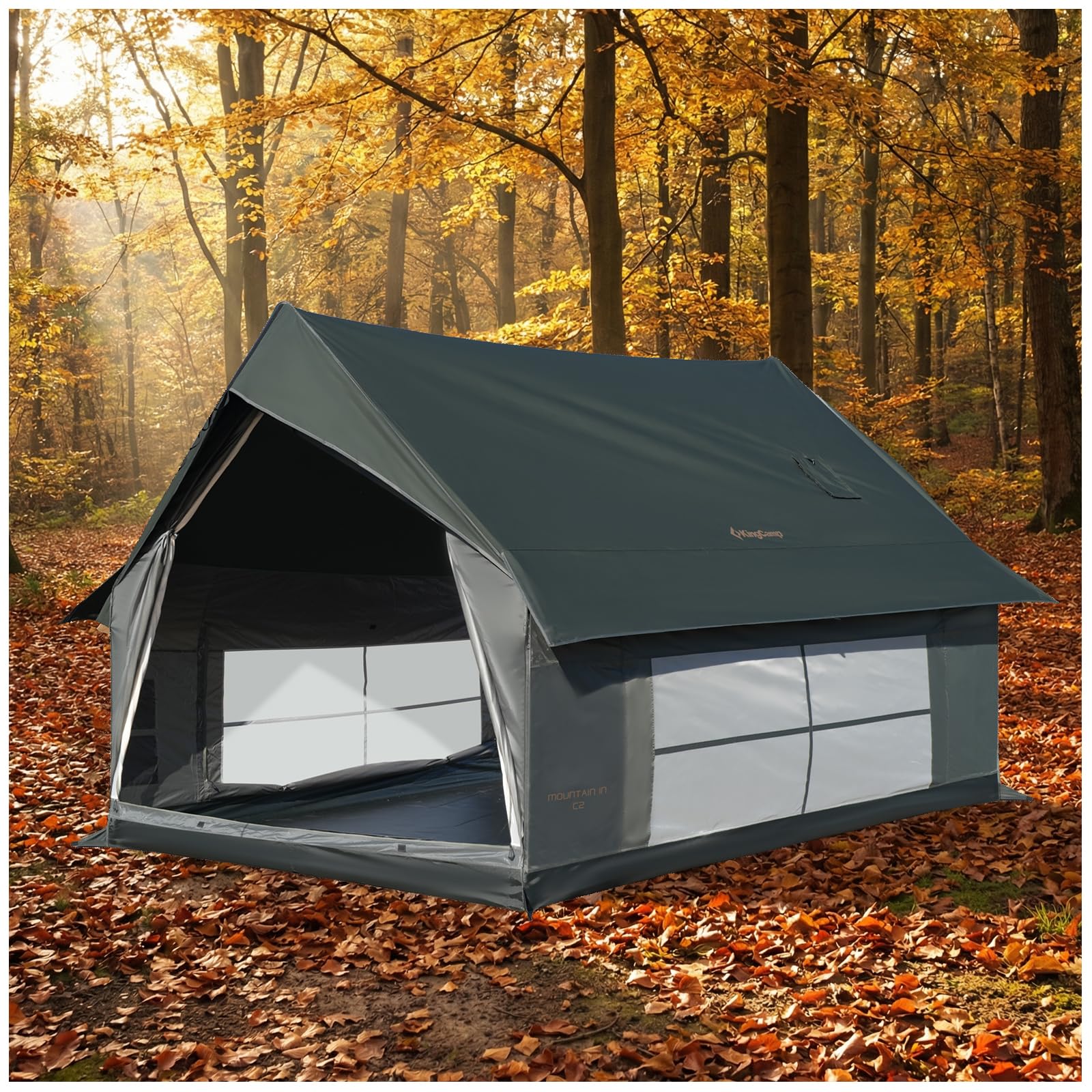 Amazon.co.jp: KingCamp ロッジ型テント 小屋 キャンプ ファミリー 4