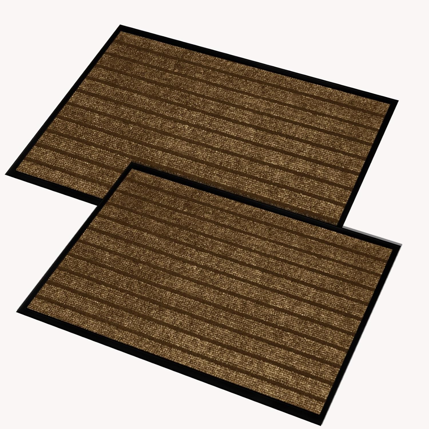 BedLooms Brown Door Mats Indoor & Outdoor – 60cm x 90cm (2 Pack) Washable Non-Slippery Heavy Duty Doormats - Stylish & Large Rubber Mat - Perfect Dust Grabbing Floor Mats