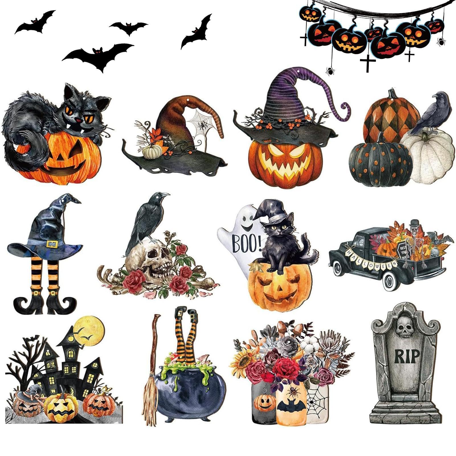 Amazon.co.jp: Misaakoeq 小さなハロウィンオーナメント | 木製ツリー
