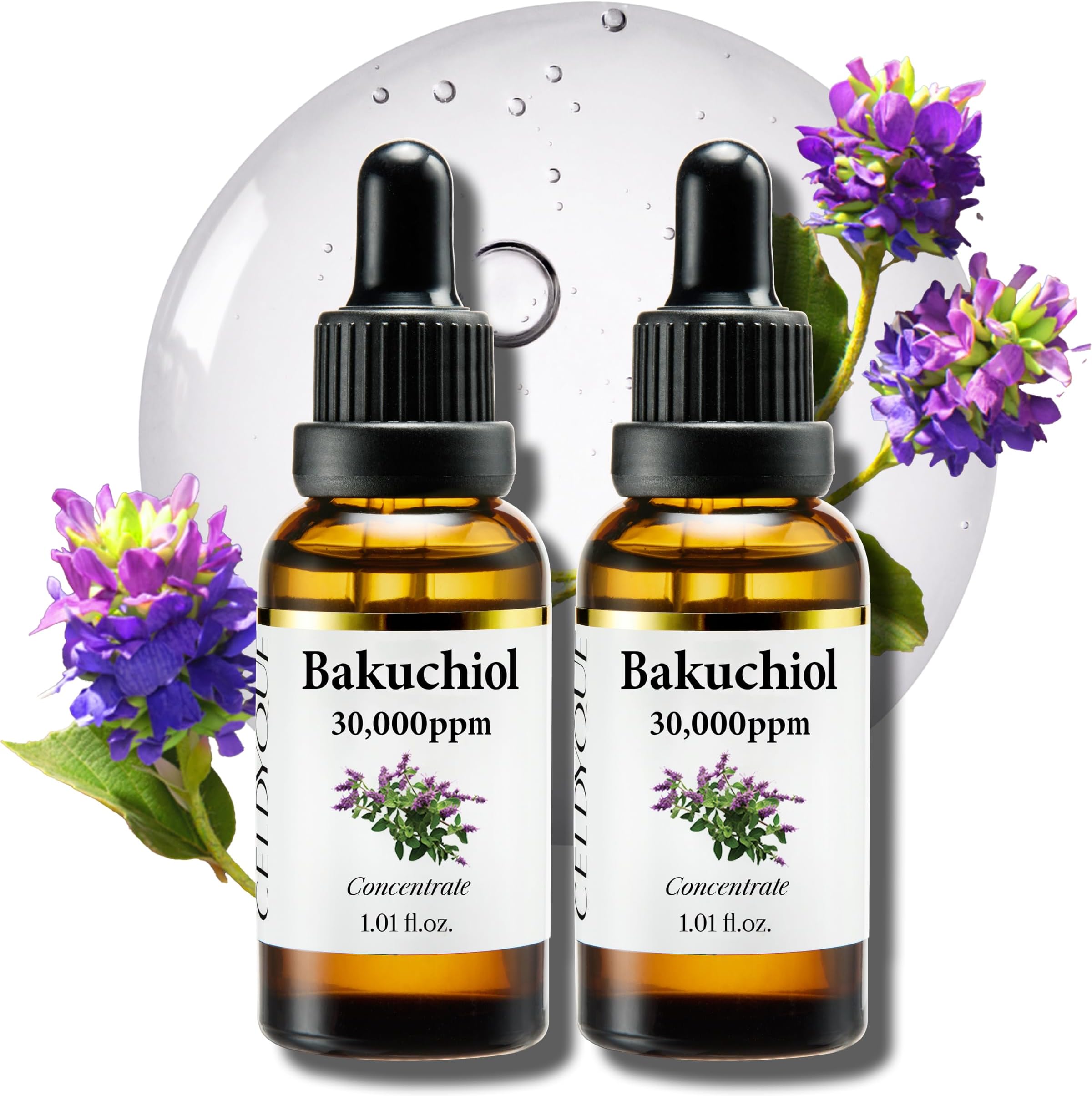 Korean Bakuchiol Concentrate Mix-in Serum 30,000 ppm - High Potency Retinol Alternative | Wrinkle Reduction Skin Firming & Smoothing - Anti-Aging Sensitive Skin Vegan & Cruelty-Free Non-GMO 2 oz