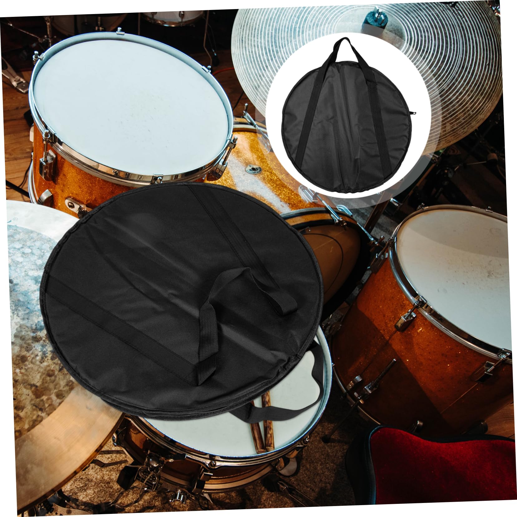 Bolsa Portátil para Platillos y Funda para Batería Algodón Grueso y Tela Oxford Resistente al Agua para Transporte y Viaje en Color Negro