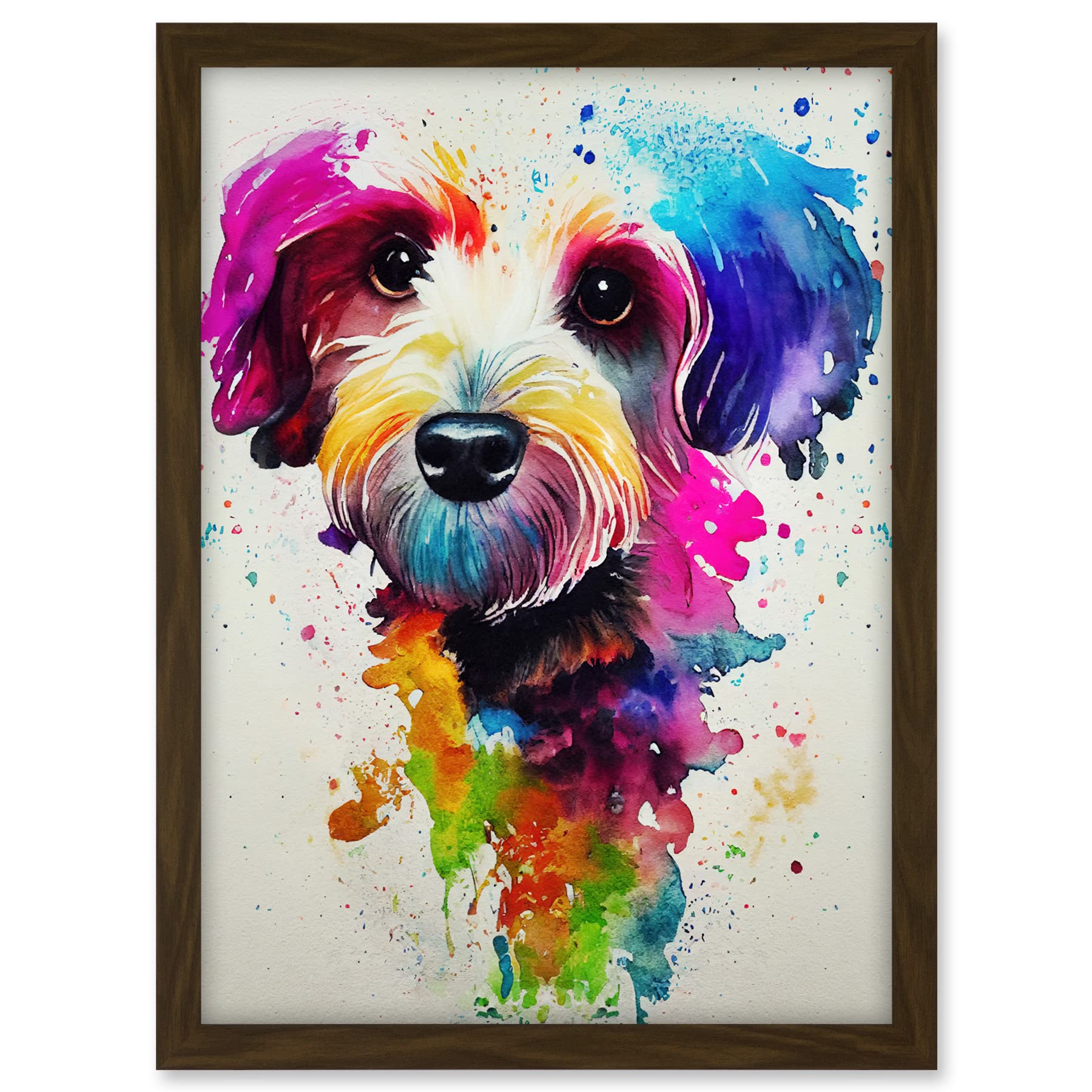 Wee Blue Coo Ink Splatter Cockapoo Dog Watercolour Painting Artwork Framed A3 Wall Art Print