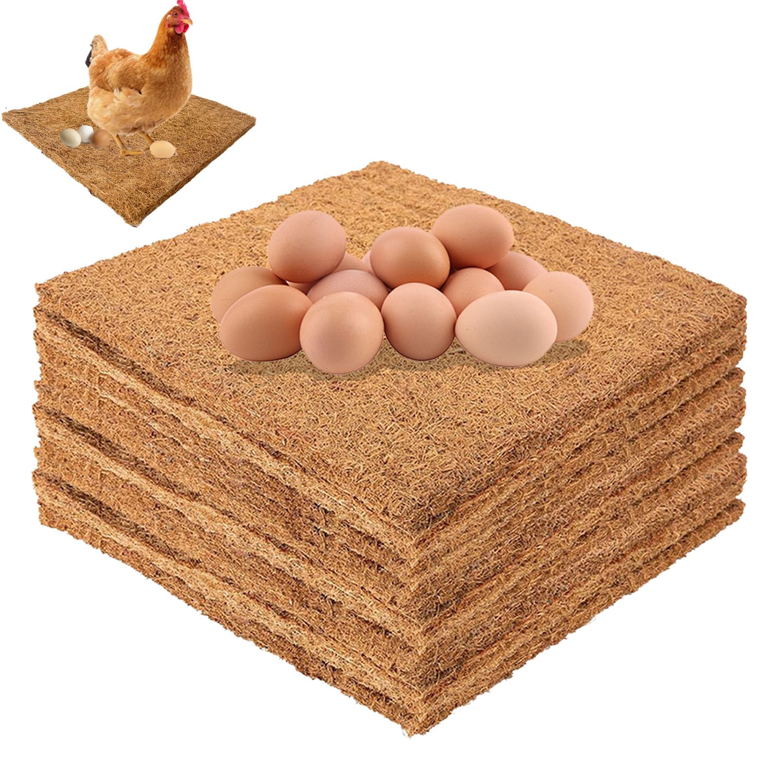 Lot de 10 Tapis de Nichoir pour Poules, De Nid De Poule 30 x 30 cm Tapis De Nidification, de Nid de Ponte pour Poules, Tapiss De Sol pour Poulailler, Convient pour les l'élevage de Volailles