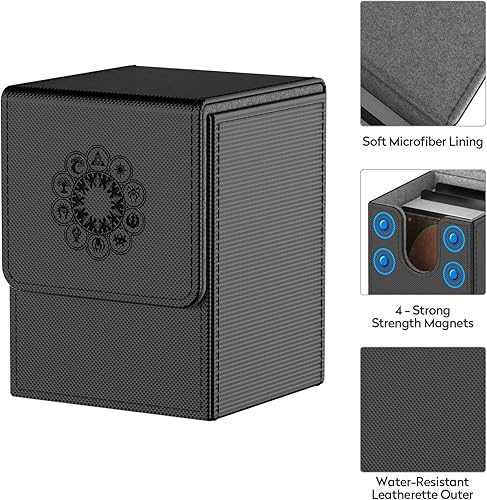 Miniatura 3 de MIXPOET Caja de cartas compatible con tarjetas MTG, estuche para tarjetas coleccionables con 2 divisores por soporte, tamaño grande para hasta 110