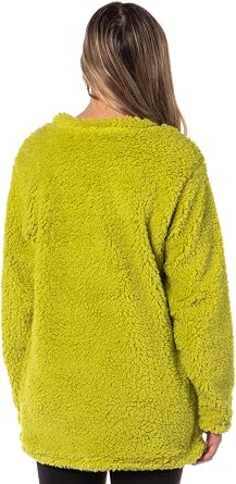 Dr. Seuss How The Grinch Stole Christmas Embroiderd Face Adult Long Sleeve Oversized Fleece Sleep Shirt Men Women