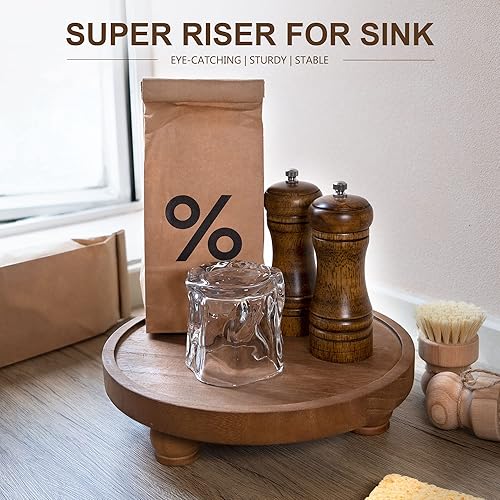 Vista 46 de EOSAHR Elevadores de madera modernos para exhibición: soporte de pedestal de granja para decoración de encimeras del hogar, cocina y baño, elegante