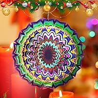 Vista 26 de FONMY - Molinillo de viento con forma de mandala y con bola de cristal en 3D, de acero inoxidable, atrapasol, ideal como regalo de Navidad