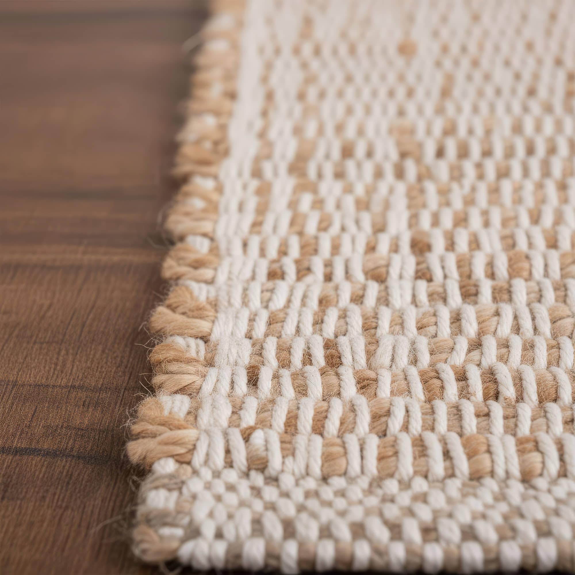 Neutral Jute Boho Rug 2x3 ft Braided Rug 2X3 - Earthy Farmhouse Cotton & Jute Carpet - Braided Rug for Kitchen - Reversible Woven Rug