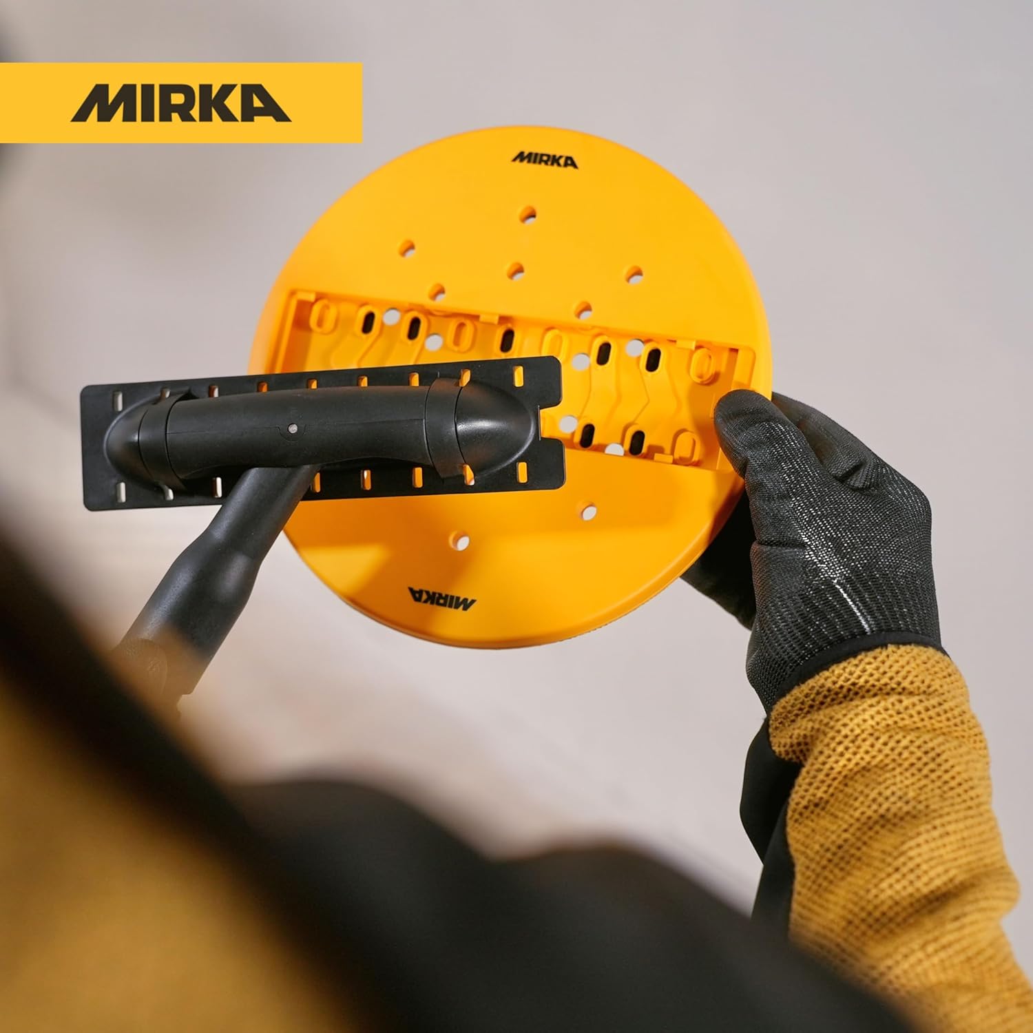 Mirka DecoSander 9" Sanding Pad – Round Replacement Backing Plate for Wall & Ceiling Sanding, Grip Fastening, Multi-Hole Dust-Free Abrasive Support for DecoSander