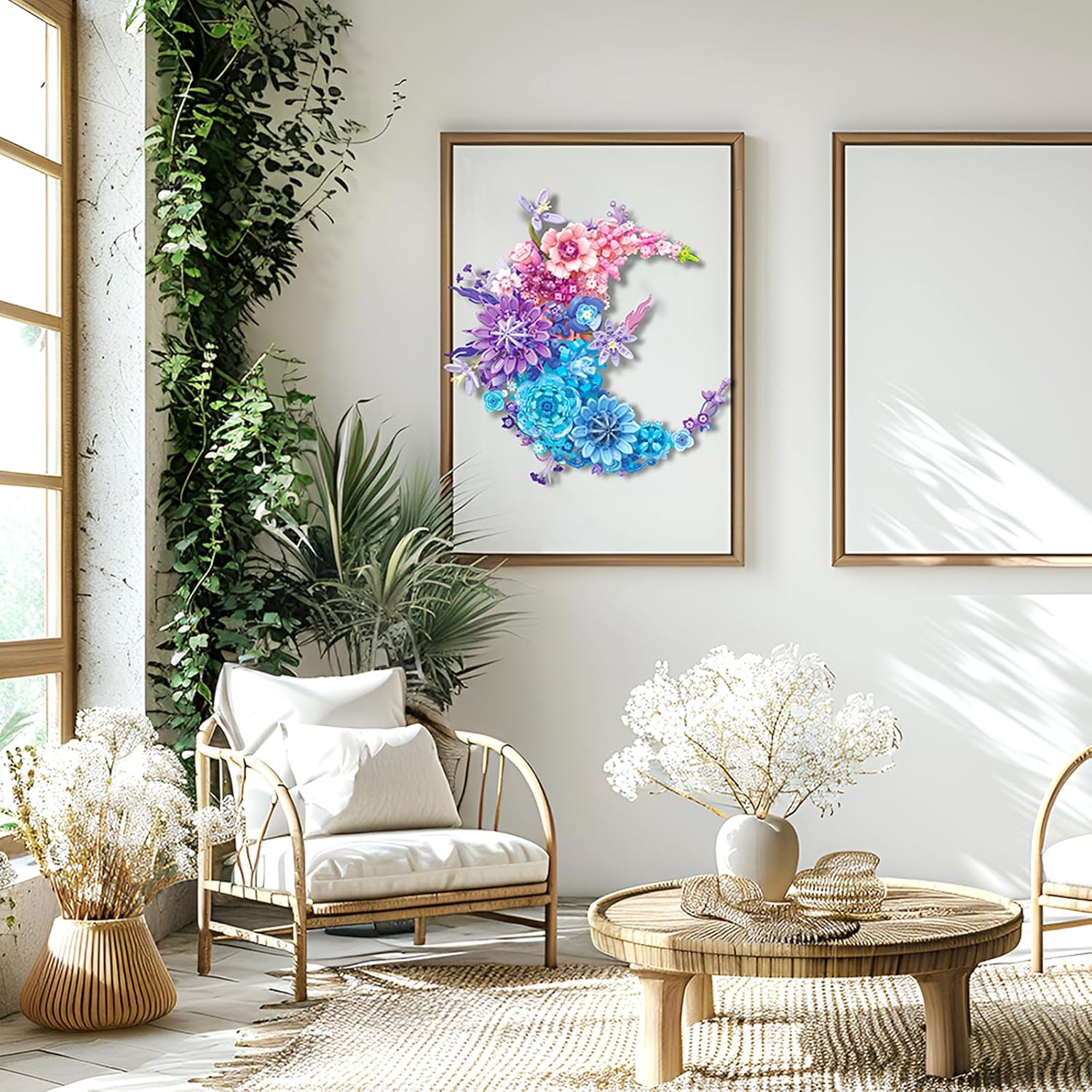 Wall Mountable Building Block Flower Set, Simulated Artificial Flowers Moon Models for Adults, Boys, Girls, Botanical Collection Crafts, Table or Wall Decor, Valentine's Day Gifts