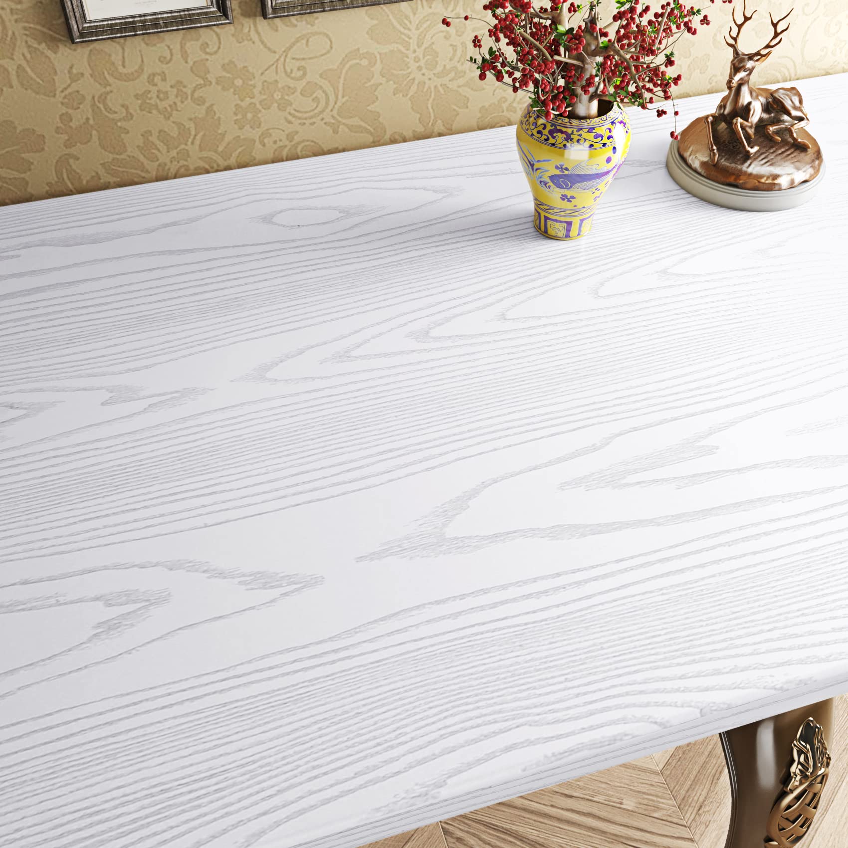 FunStickWhite Painted Wood Wallpaper Peel and Stick Countertops for Kitchen Wood Contact Paper for Cabinets Countertop Contact Paper White Peel and Stick Wallpaper Waterproof Removable Vinyl 12"x200"