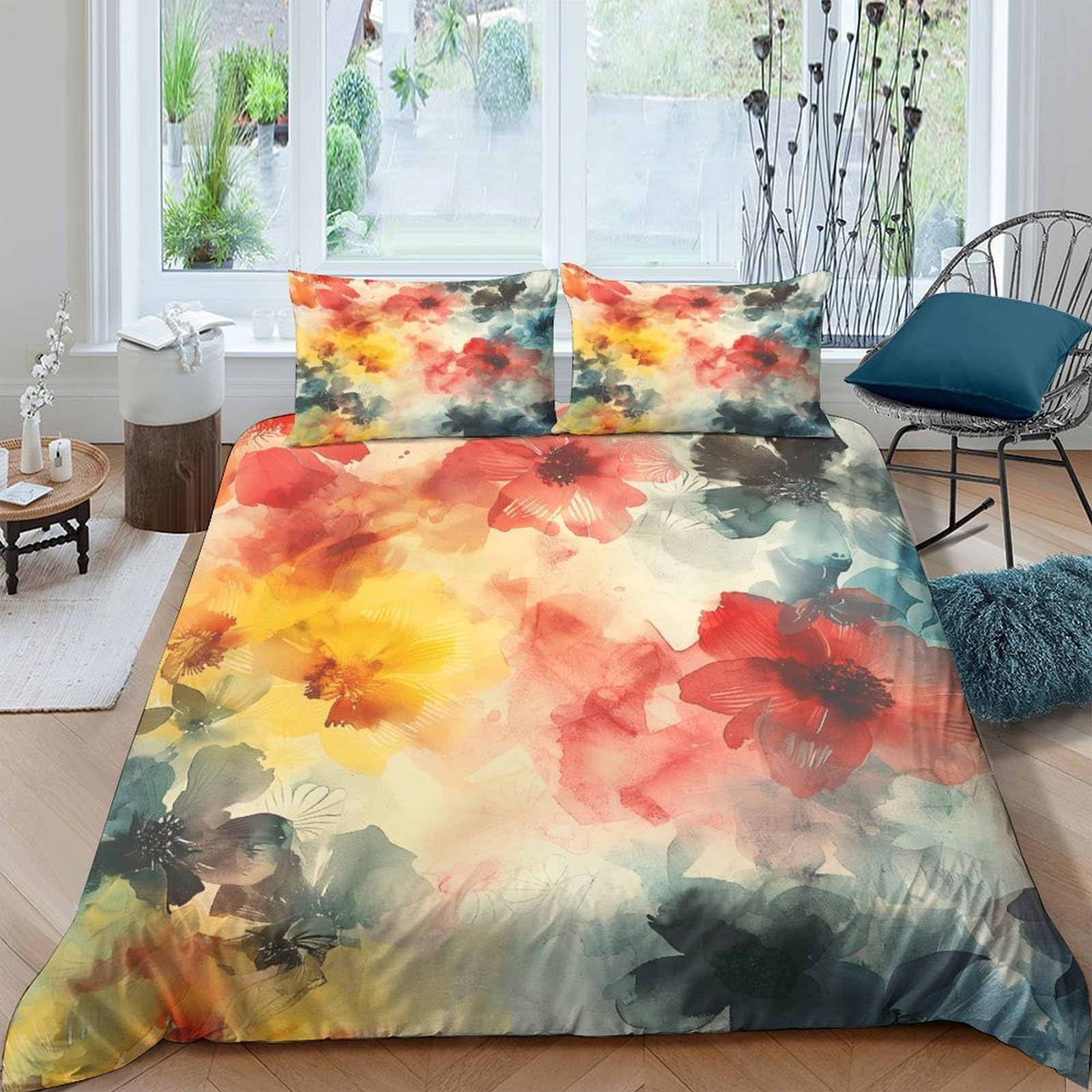 Ctjqhvkz Style-3 3D Printed Watercolor Abstract Fitted Sheet Microfiber Soft Breathable Sunset Cloud Mattress Cover For Bedroom Dorm Decor Single（135X200cm）
