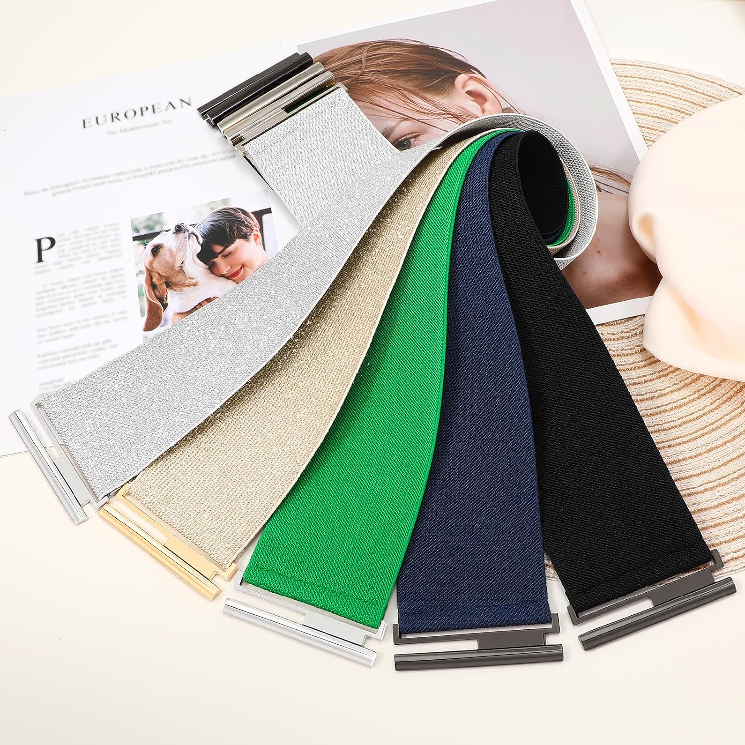 SANSTHS Women Wide Elastic Belts for Dresses Corset Waist Belts Ladies Cinch Belts Thick Stretchy Waistband - Image 6