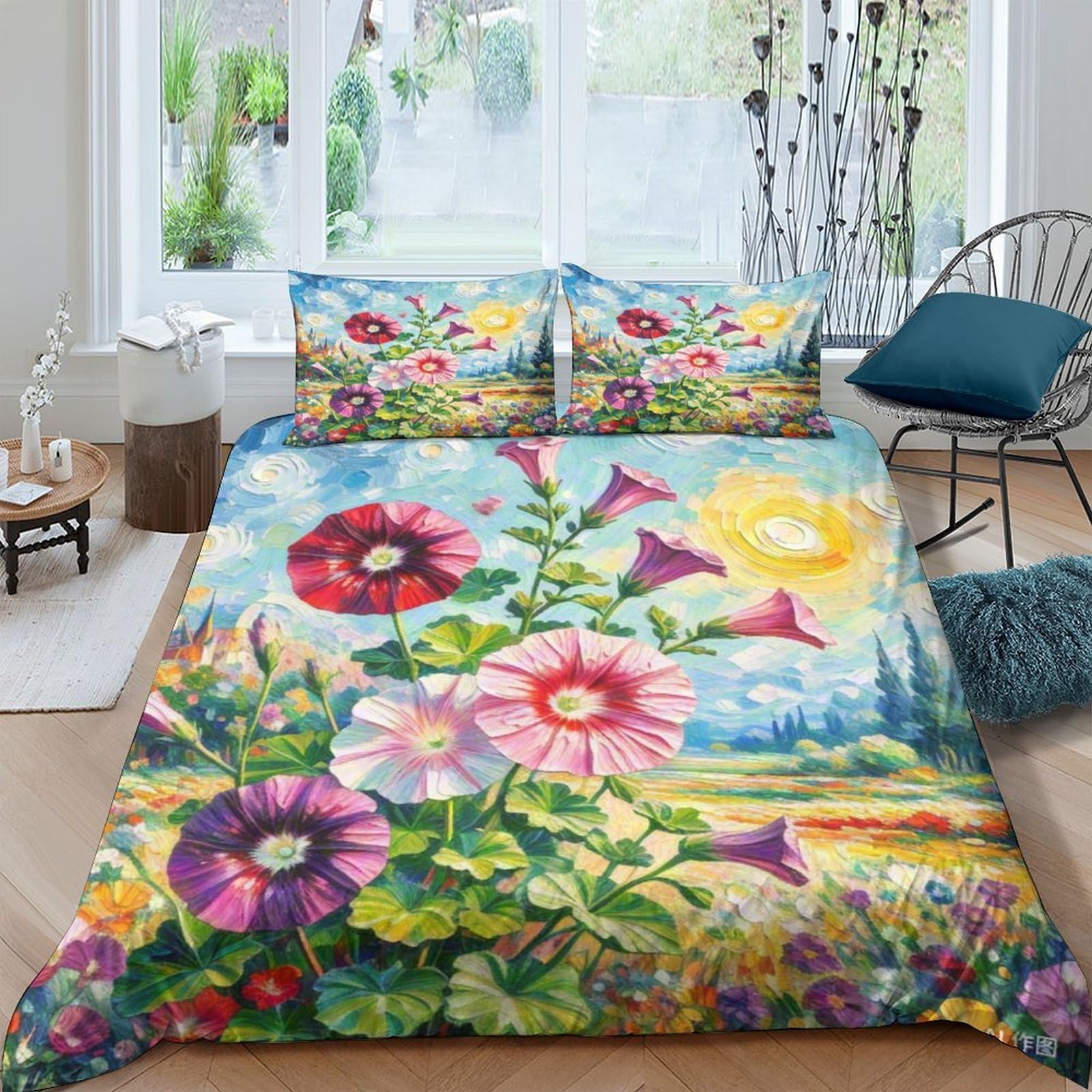 Parure de lit Petunia 3D haut de gamme en microfibre avec fermeture éclair pour lit King