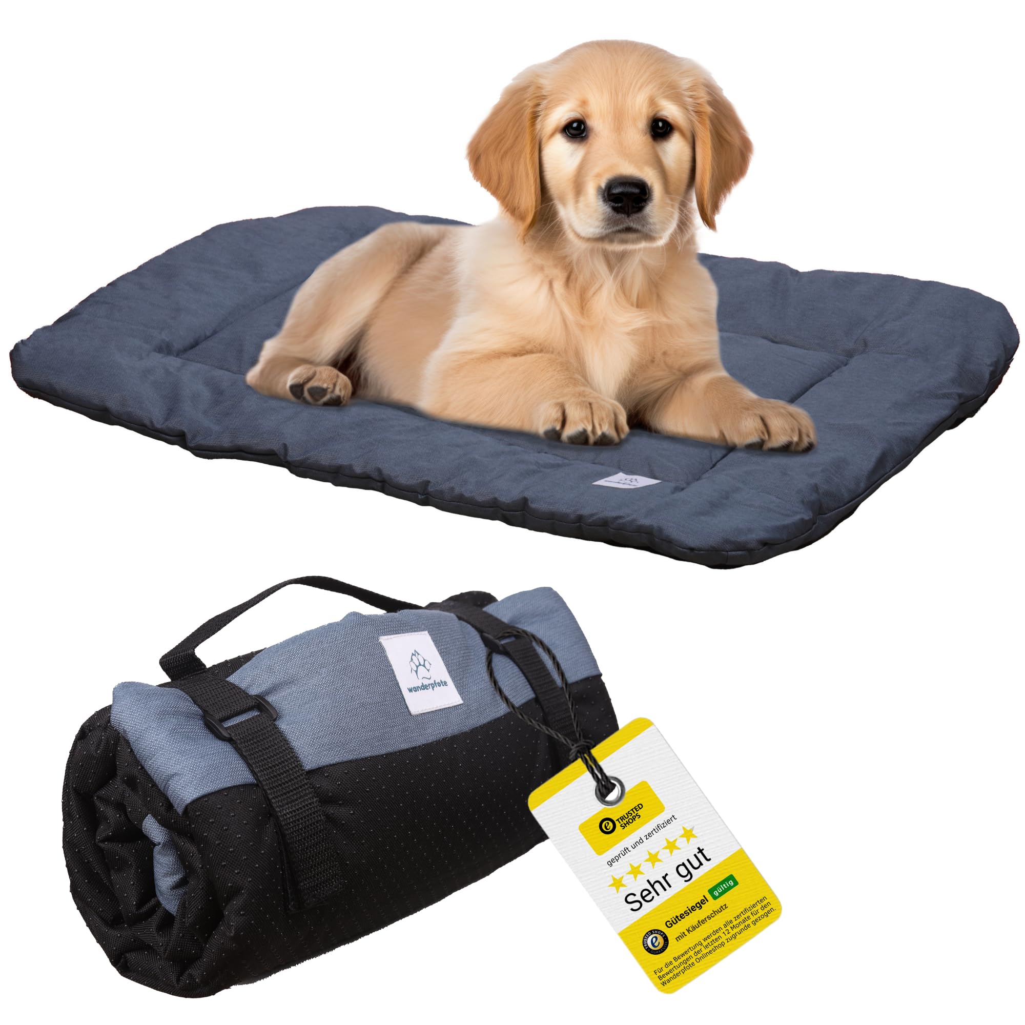 Tappetino per cani da viaggio, arrotolabile (Blu, L)
