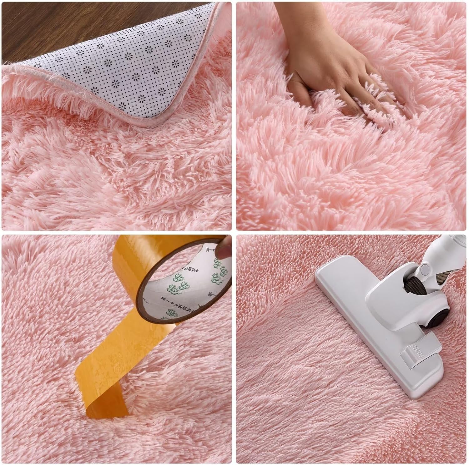 Zacoo Long Runner Rug for Bedroom 2x8 Soft Fluffy Area Rugs Shaggy Throw Carpet for Hallway Bedside Non Slip Plush Furry Floor Cover for Entryway Nursery Kids Room Living Room Decor, Light Pink