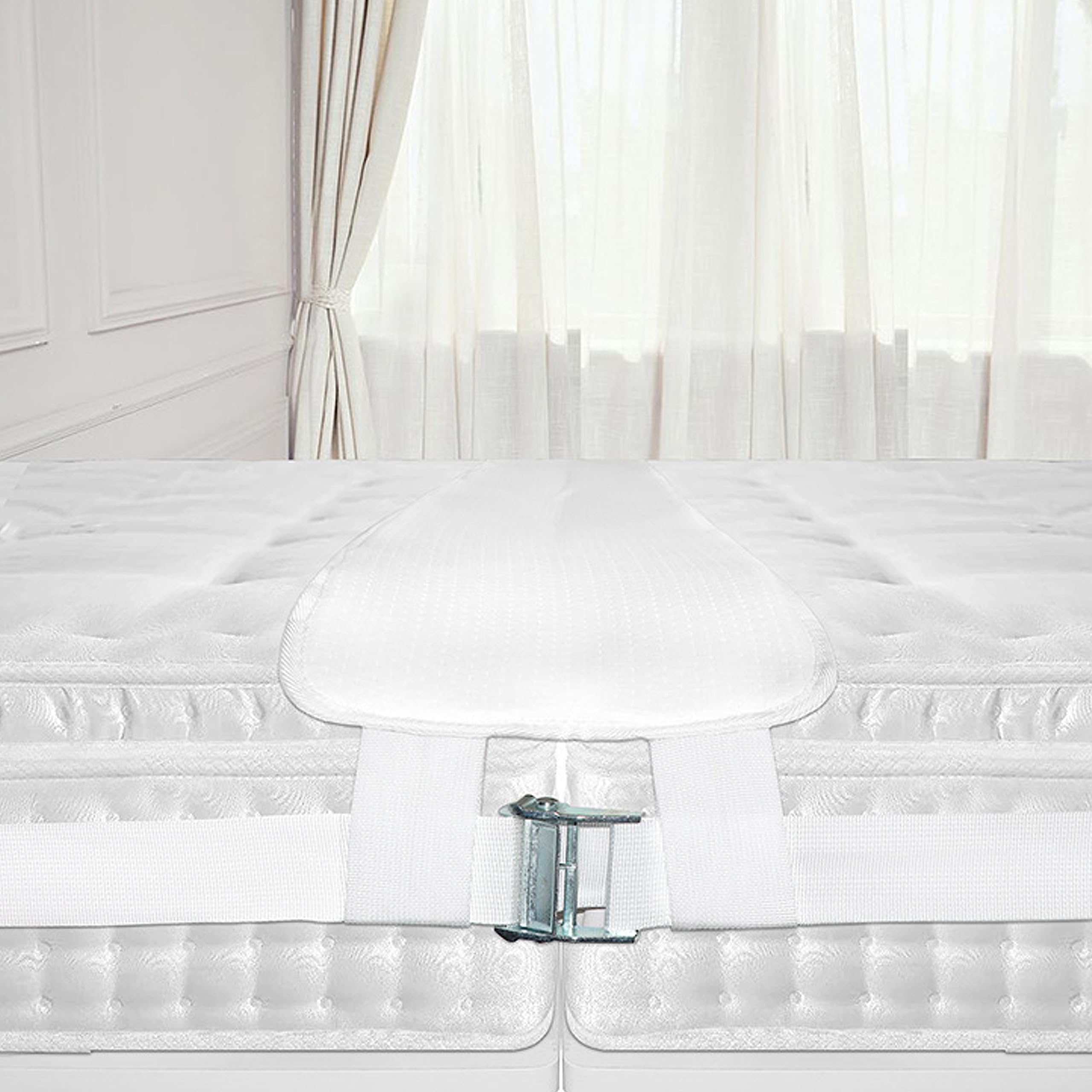 Pont d'amour pour matelas avec sangle de serrage de 200 x 25 cm, remplissage d'espace pour matelas et remplisseur d'espace de visiteur, cale de matelas – Relie deux matelas simples en un matelas