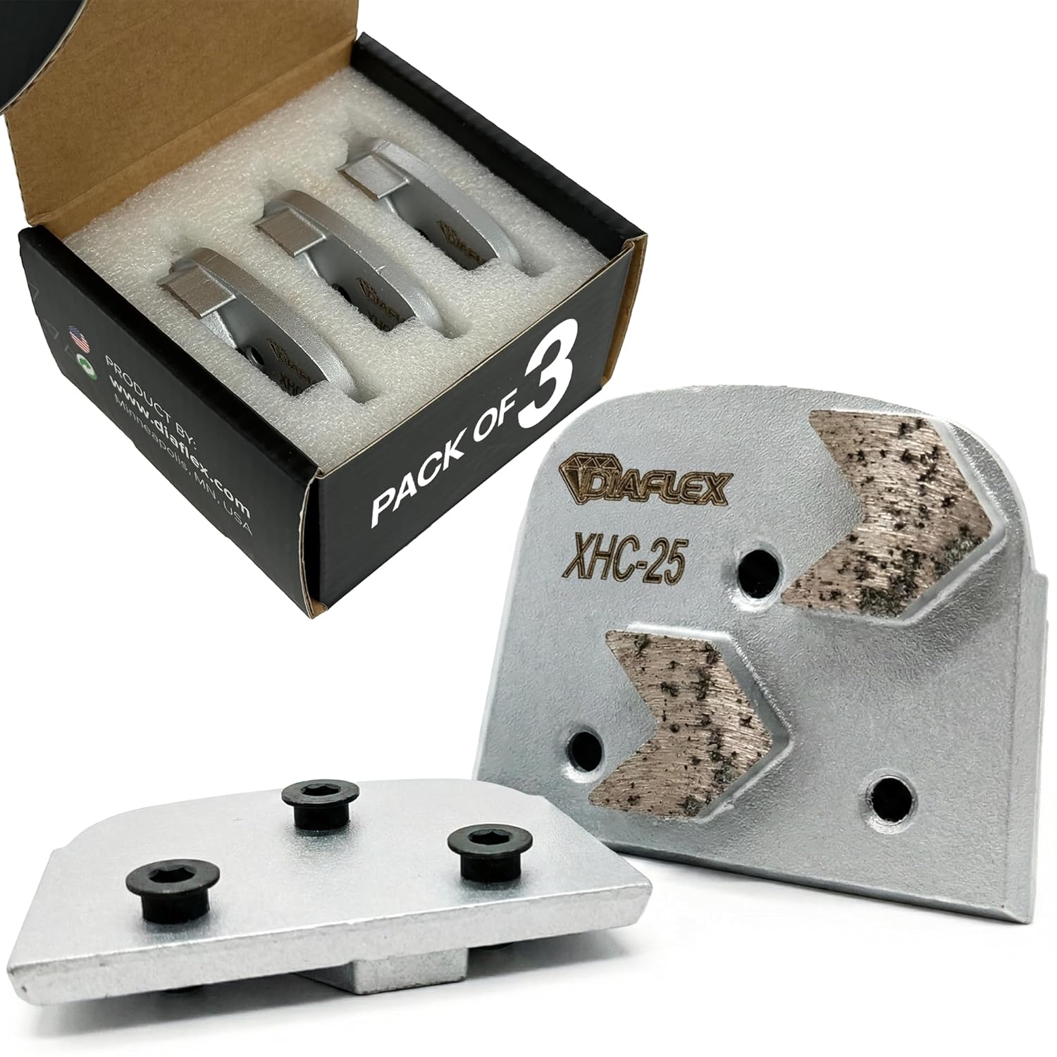 Diaflex Double Arrow Grinding Tool (HC) - 25 Grit Extra Soft Bond, Quick Change Dovetail Trapezoid, Concrete Floor Preparation Tool, Compatible with Lavina, EDCO, Bartell Global & SASE, Pack of 3