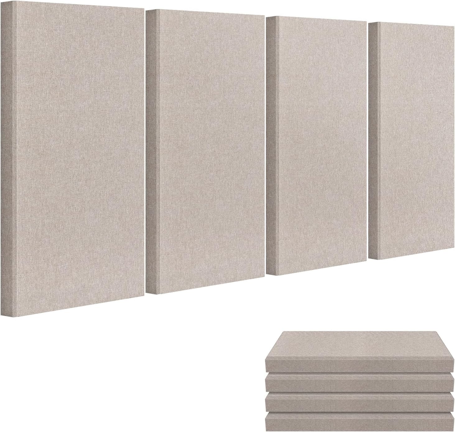23.62" X 11.81" X 2" Fiberglass Wall Panel, 4 Pack Acoustic Panels, Acoustic Panels Sound Absorbing for Office, Studio, Home Theatre - Linen 23.6"x 11.8"-4pcs Linen