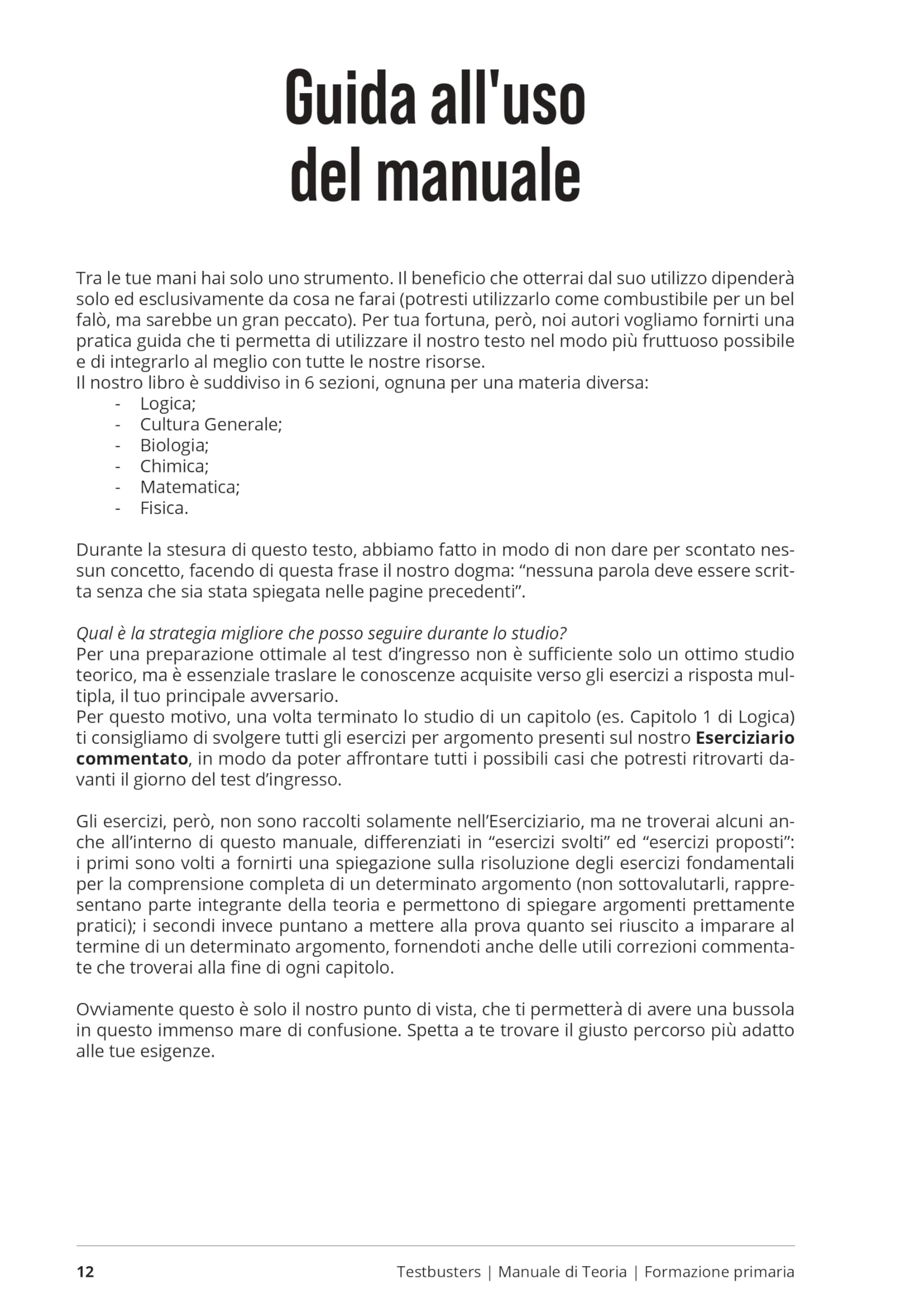 Testbusters Formazione Primaria. Manuale di Teoria