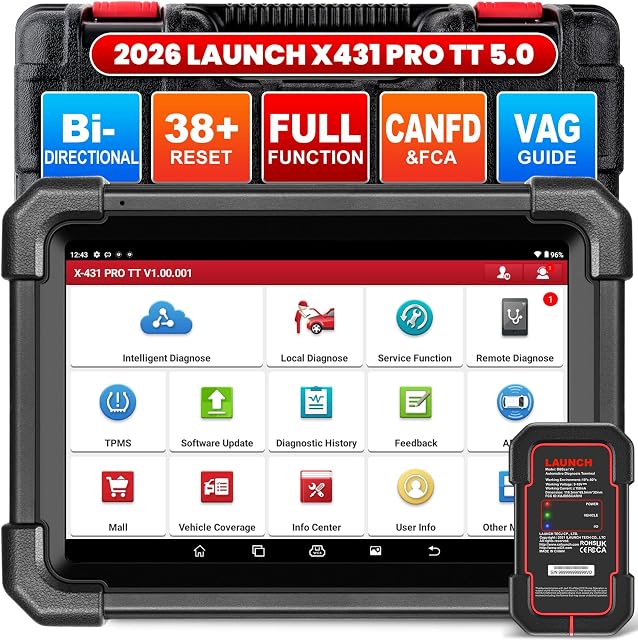 LAUNCH X431 PRO TT, 2026 All-in-One Bidirectional Scanner, Full Function Scan for Cars, ECU Coding, Active Test, All System Automotive Tool, 38+ Reset, CANFD&DoIP, FCA AutoAuth,VAG Guide,2 Yrs Update