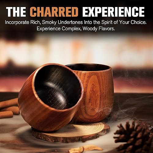 Miniatura 5 de Vaso de whisky de madera carbonizada, 2 vasos de whisky hechos a mano  Regalos de bourbon para hombres  Vidrio carbonizado antiguo  Regalos únicos