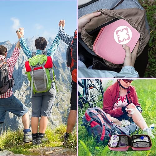 Miniatura 4 de Kit de primeros auxilios de supervivencia para coche-hogar, kit de emergencia, color rosa, 273 piezas, suministros de viaje, set de primeros
