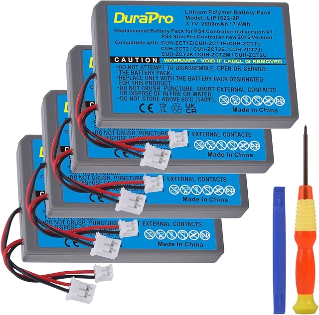 DuraPro 4X LIP1522 Battery + Tools for Sony PlayStation 4 PS4 PS4Pro Dualshock 4 Wireless Controller CUH-CZT1 CUH-ZCT1U CUH-ZCT2 or CUH-ZCT2U