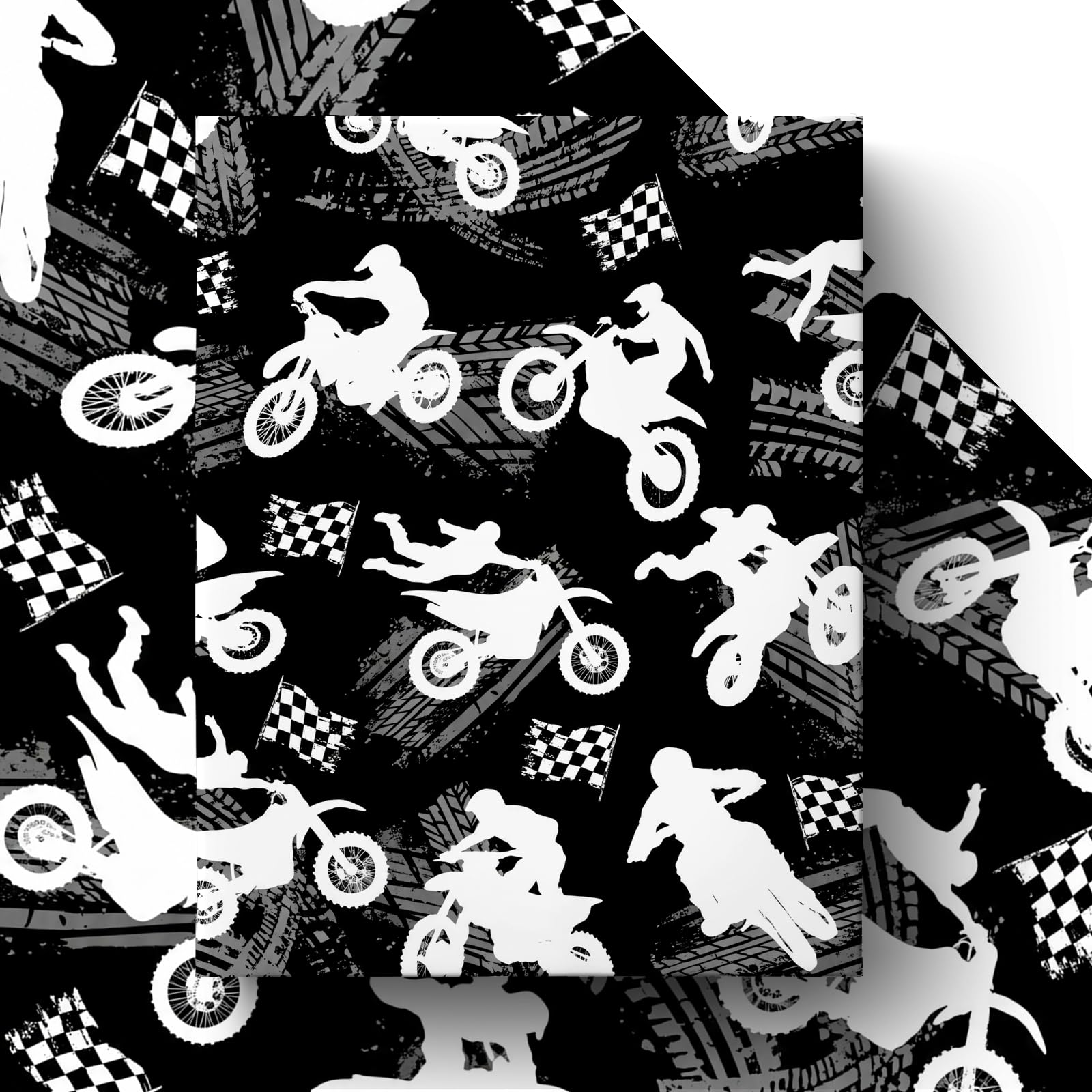 GleeWrap Motorcycle Wrapping Paper for Men, Dirt Bike Gift Wrap