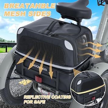 MOONCOOL Bike Bags Pet Bag for TK1 Tricycle, Waterproof 600D Etrike Basket Trunk Pannier Saddle Seat Storage Bag Carrier with Reflector