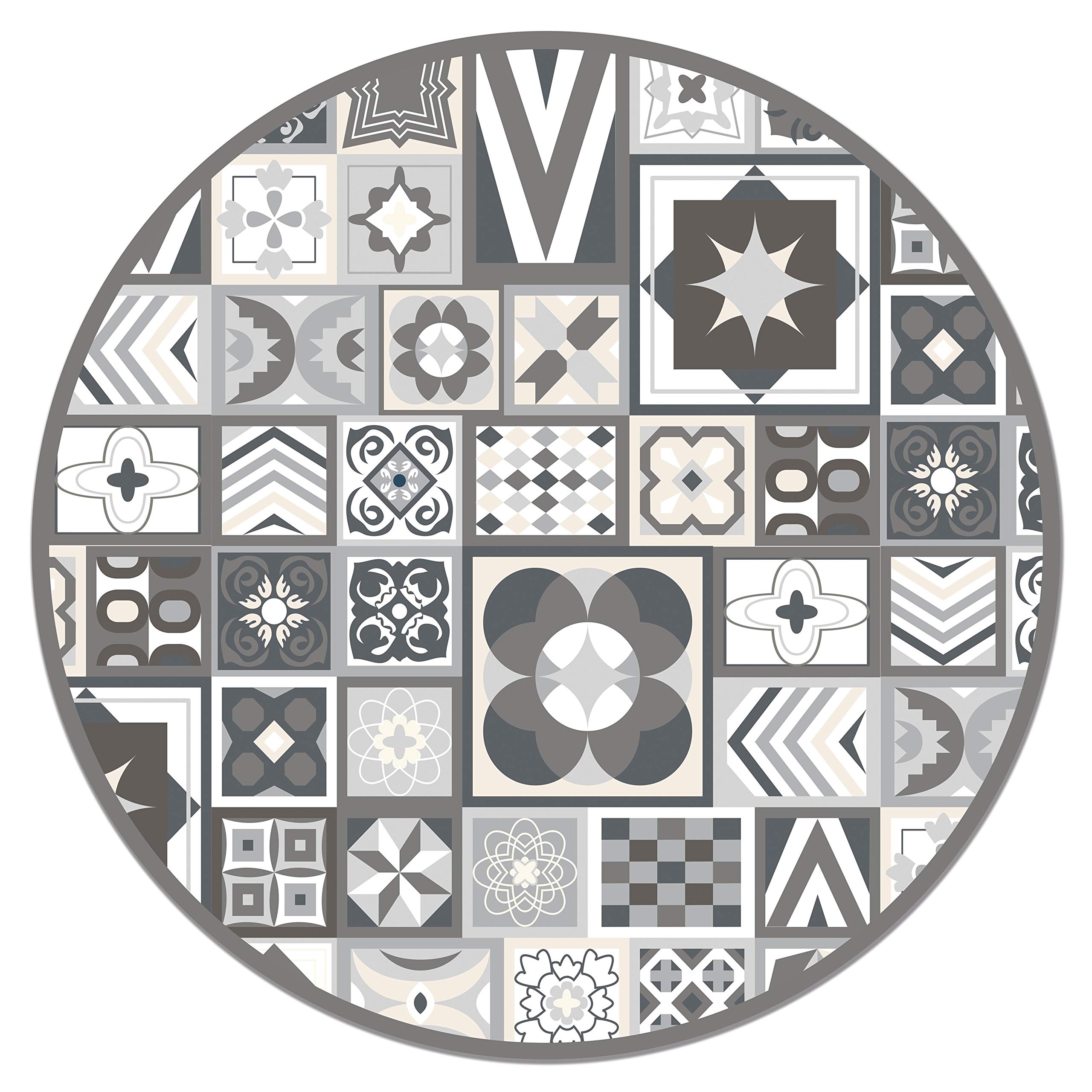 Panorama Alfombra Vinílica Cocina Salón - Varios Tamaños - (Gris Estilo Hidráulico Redonda 150x150 cm)