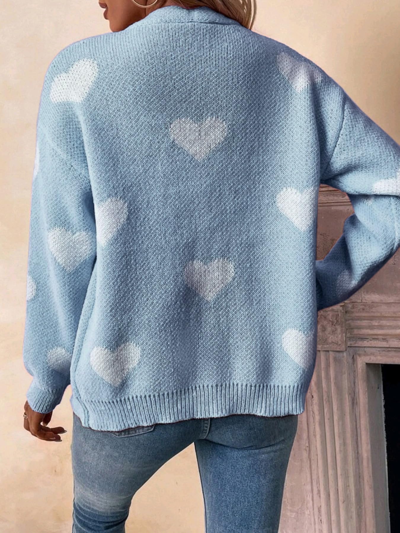 Cardigan Mujer Cárdigans para Mujer De Talla Grande Ligeros Informales De Punto Jerséis con Corazones para Mujer Cárdigan Festivo con Frente Abierto Blusas Holgadas para Mujer Regalos De San Vale