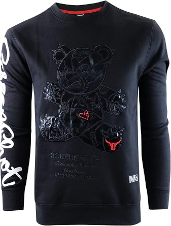 SCREENSHOT Mens Urban NYC Hip Hop Premium Fleece - Pullover Active Streetwear Fashion Crew Neck Sweatshirt