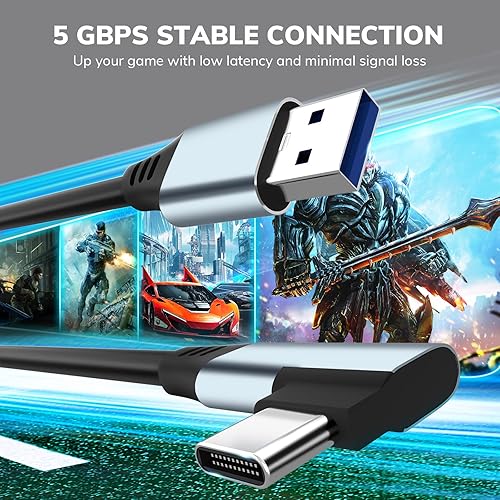 Miniatura 3 de RUIZHI Cable de enlace para Oculus Quest 2, carga rápida de 16 pies y transferencia de datos de alta velocidad USB 3.0 a USB C compatible con