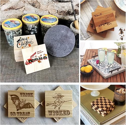 Miniatura 3 de Acrux7 Paquete de 24 cuadrados de madera de 4 x 4 pulgadas para pinturas, paneles de madera sin terminar, cuadrados de pino natural, tableros de