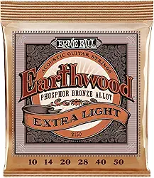 Encordoamento 010-050 Ernie Ball P02150 para Violão Aço, Earthwood Tensão Extra Leve, Phosphor Bronze