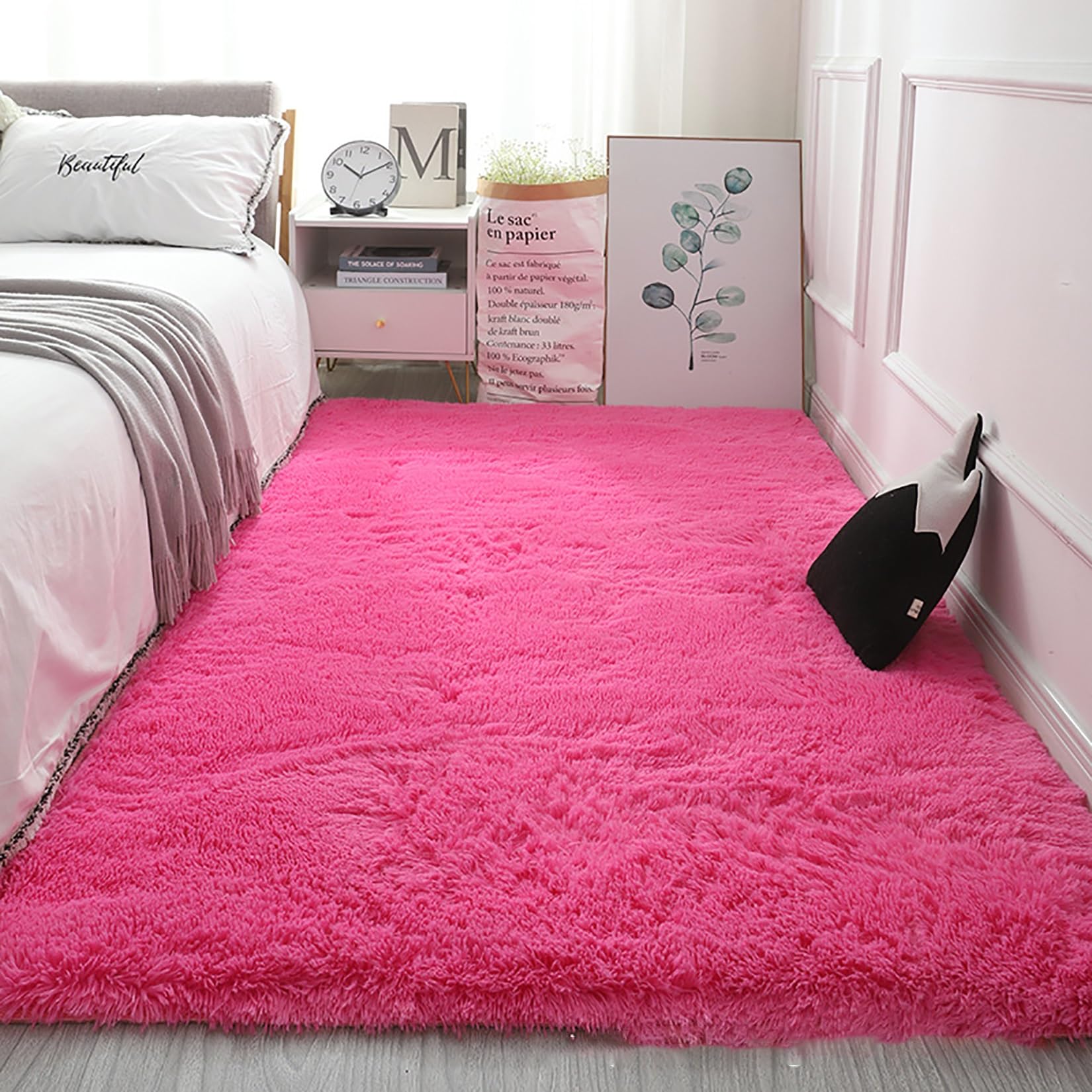Tapis antidérapant super doux avec revêtement aspect fourrure 90x180cm