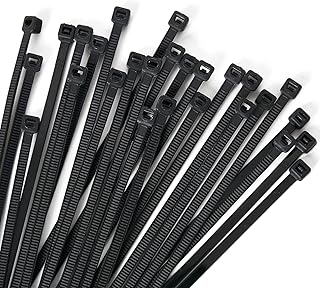 أربطة كابلات شديدة التحمل 30 سم من جي زد اكس يو ان اف ايه، أربطة أسلاك بلاستيكية فاخرة بقوة شد 50 رطل، أربطة بسحاب من النايلون الأبيض ذاتية الغلق للمنزل والمكتب والمرآب وورشة العمل، 100 قطعة (اسود)