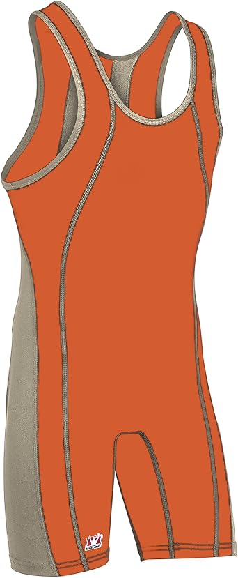 Brute Maverick Wrestling Singlet - Custom Color -Orange/Grey- YM